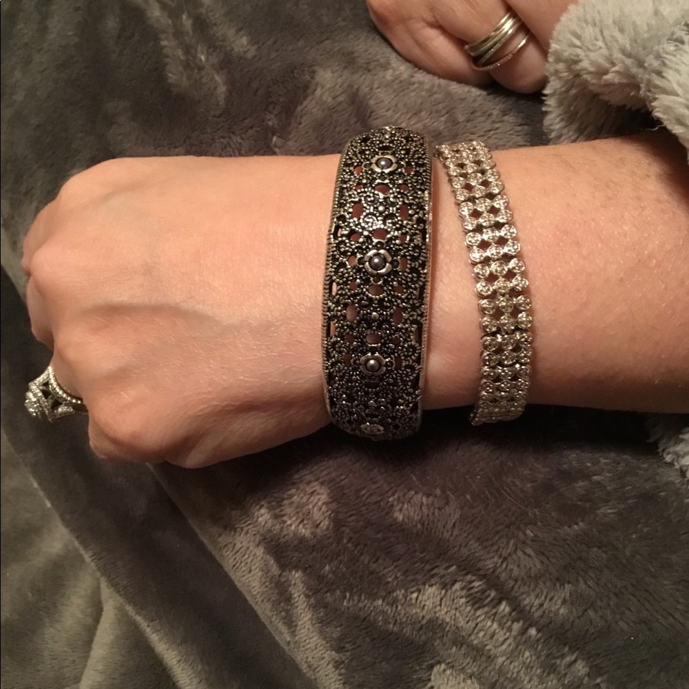 Antiqued Marcasite Cuff Bracelet - Picture 2 of 2